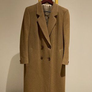 Classic Camel - Caramel Brown Wool Long Pea COAT, Double-Breasted Winter Slim